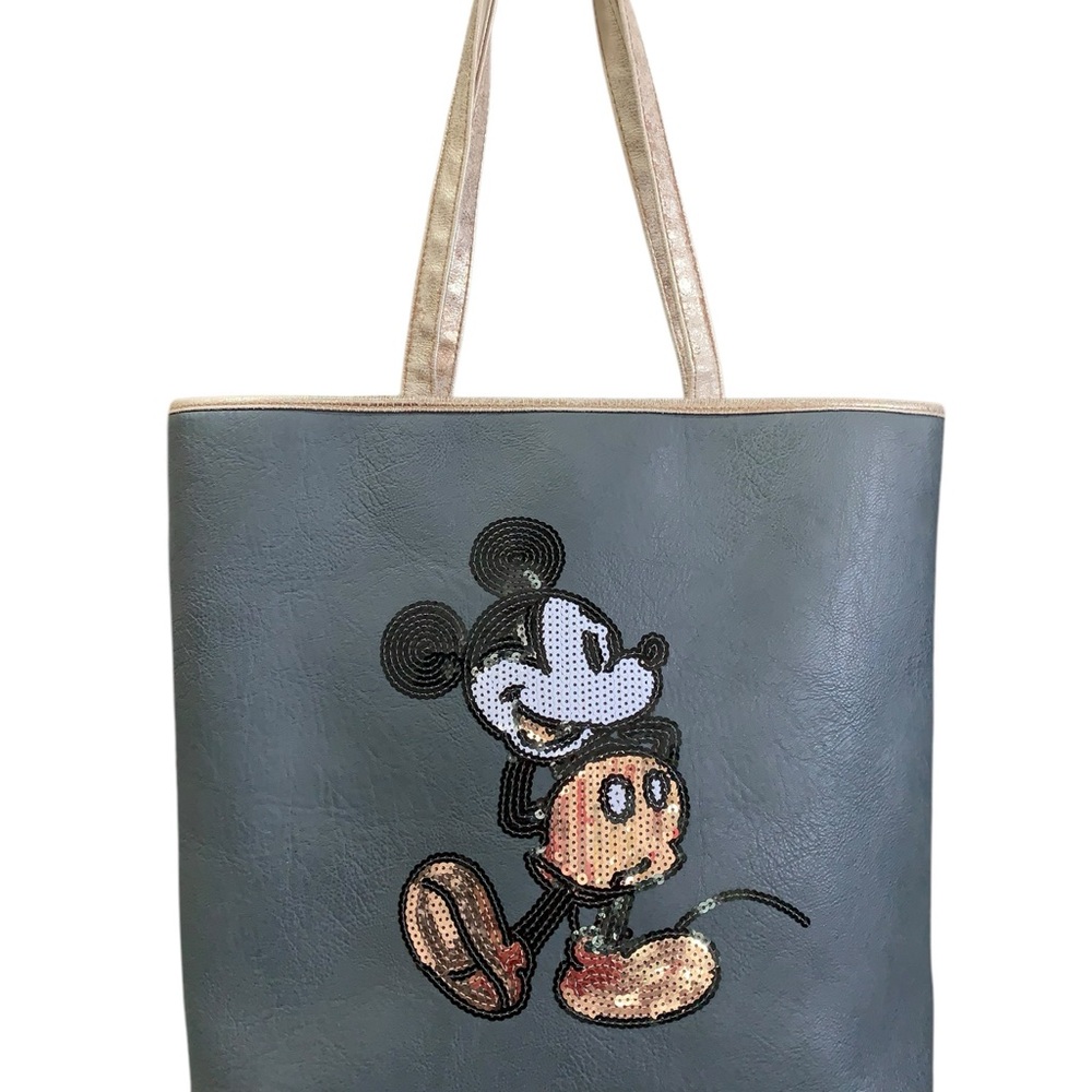 Loungefly Gray and Black Sequin Mickey Mouse Tote Bag Disney Parks Edition